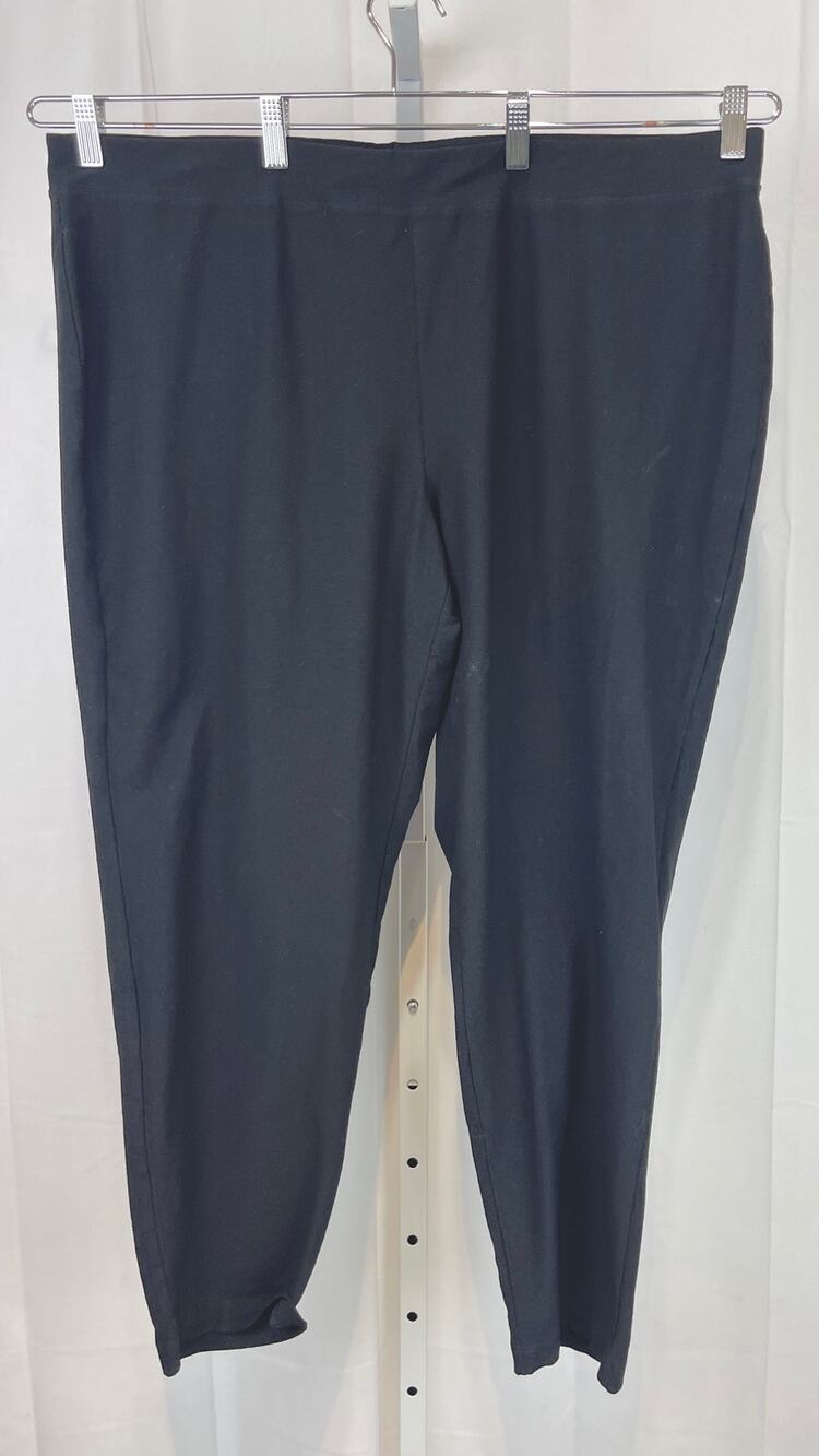 EILEEN FISHER System Pull On Slim Leg Pants Washable Stretch Crepe Black 2X Plus